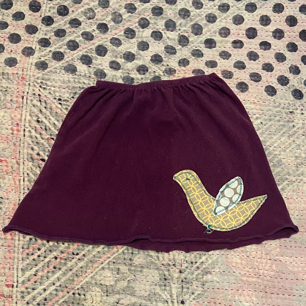 Kids Casual Dress with Bird Design - Maroon